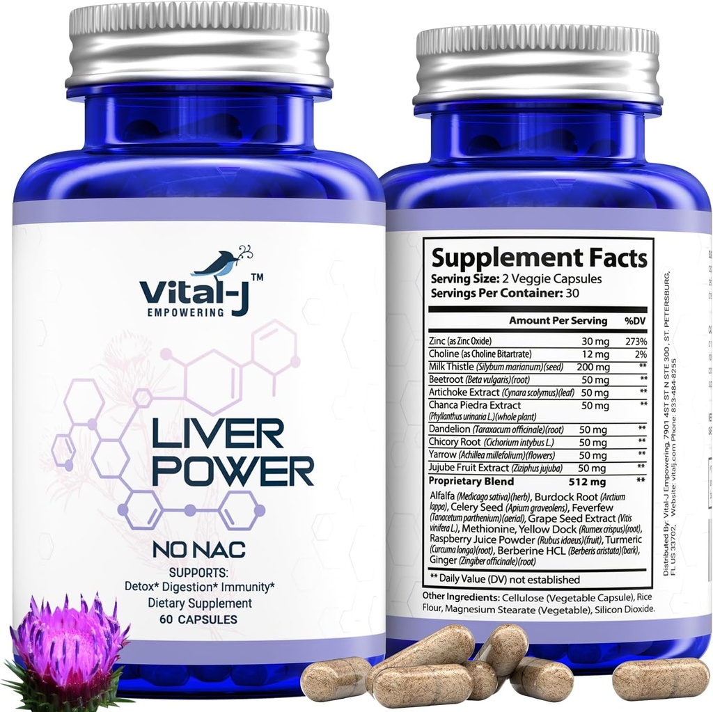 21-in-1 Liver Support Supplement, Liver Cleanse Detox & Repair - W/Milk Thistle, Zinc, Beetroot & Artichoke, Choline & Dandelion Root for Digestion & Immunity - 60 Capsules 3