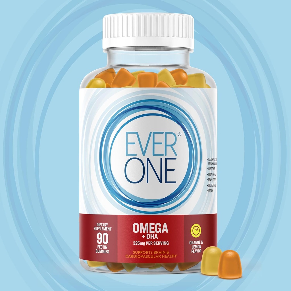 Omega Fish Oil Gummies for Adults and Teens with DHA - Support Brain and Cardiovascular Health Supplement - Vegan, Gelatin Free, GMO Free - Delicious Orange and Lemon Flavored with Omega 3, 6, and 9 3