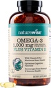 NatureWise Extra-Strength Omega 3 Fish Oil Supplement - 1000mg per Serving - 600 EPA & 400 DHA and Vitamin E - Support for Heart & Brain Health - Lemon Flavor, GMO-Free - 360 Softgels[6-Month Supply] 2