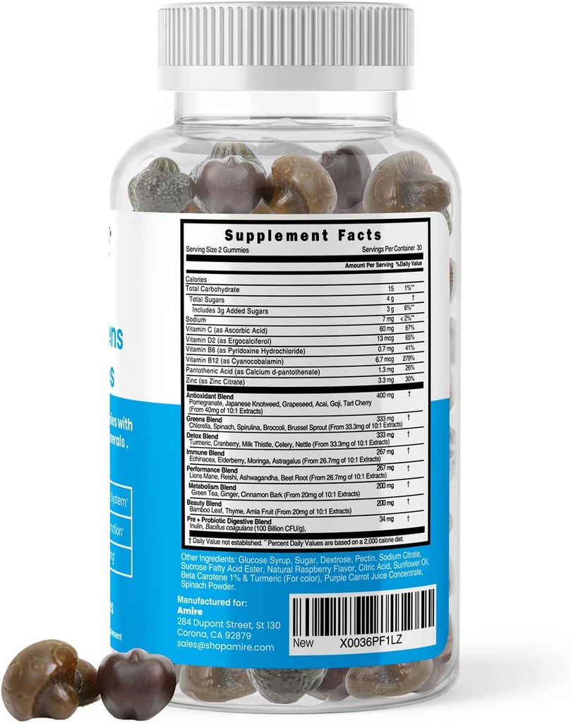 Amire by Dr. Awan Super Greens Gummies, Fruits & Veggies Supplement, Green Superfood for Immunity, Metabolism, Liver Function & Nervous System, Essential 8 Greens, 120ct, 60day Supply 3