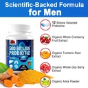 Probiotics for Men, 500 Billion CFU & 12 Mens Probiotic for Digestive Health + 4 Organic Prebiotic Fiber, for Digestive, Gut, Immune Health, Bloating, Gas, Energy Support, Shelf Stable - 60 Capsules 5