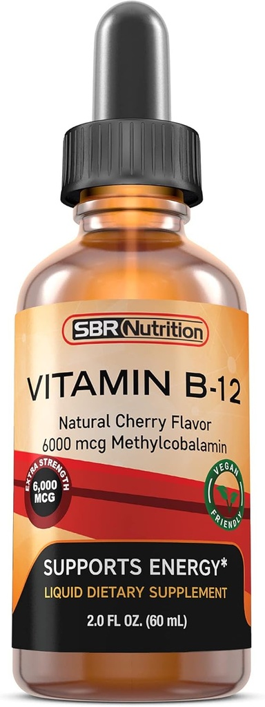 Extra Strength 6000mcg Vitamin B12 Sublingual Liquid Drops - Methylcobalamin, VIT B 12 Supports Energy, Max Absorption, 60 Servings, Non-GMO, Vegan Friendly, Manufactured in The USA 2