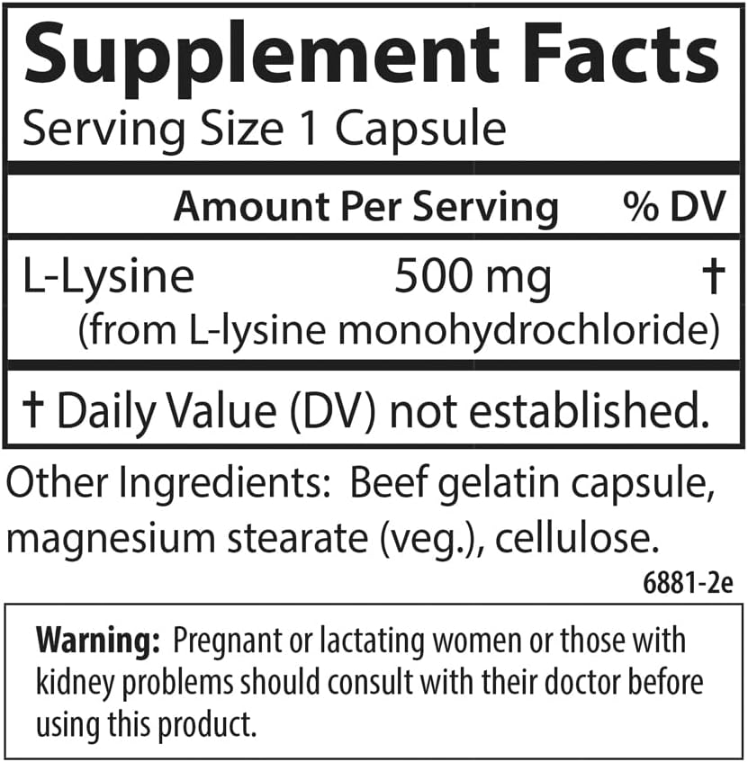 Carlson Labs L-Lysine, 500mg, 100 Capsules 6