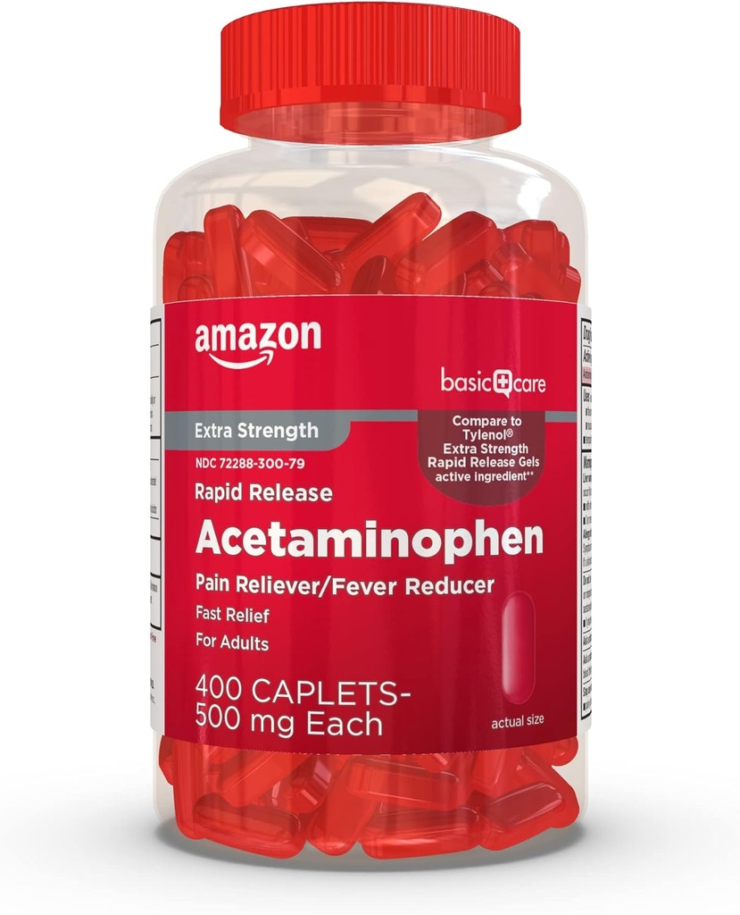 Basic Care Rapid Release Acetaminophen Caplets 500 mg, Extra Strength Pain Reliever and Fever Reducer, 400 Count 2