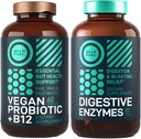 Digestive Enzymes with Probiotics and Prebiotics and Vegan Probiotic Plus B12 Enhanced Digestive and Gut Health Bundle 2