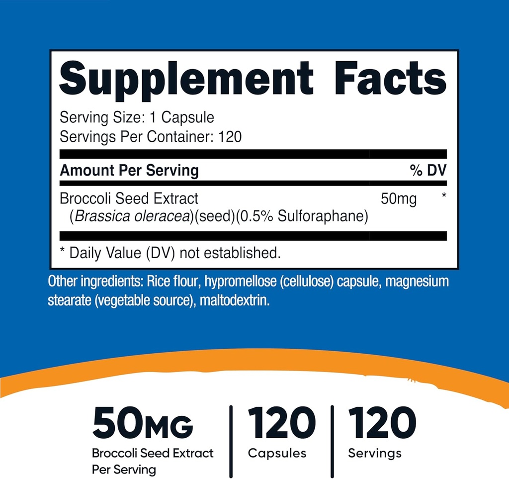 Nutricost Sulforaphane Glucosinolate (SGS) (120 Capsules) - 50 mg Broccoli Seed Extract Per Serving 3