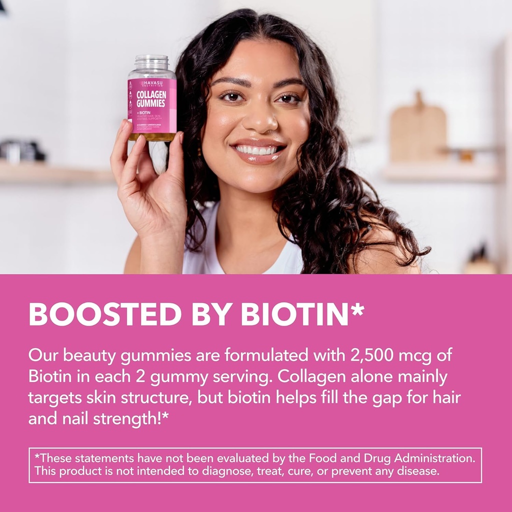 Collagen Gummies for Women and Men with 2500mcg Biotin, Zinc, Vitamin C & E - Hydrolyzed Collagen Gummies for Hair, Skin & Nail Support - Biotin and Collagen Gummies - Lemon Flavor - 30 Servings 6