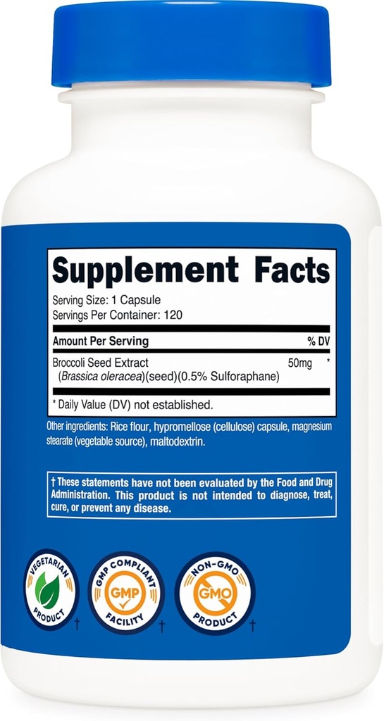 Nutricost Sulforaphane Glucosinolate (SGS) (120 Capsules) - 50 mg Broccoli Seed Extract Per Serving 6