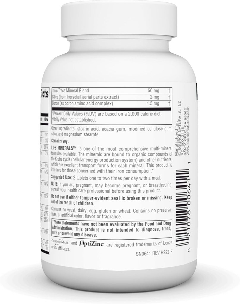 Source Naturals High Bioactivity Life Minerals, Iron Free - Krebs Cycle Multi-Mineral Complex - 60 Tablets 4