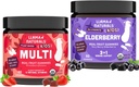 Llama Naturals Kids Multivitamin Gummies + Elderberry Gummies Bundle | No Added Sugar Cane | Vegan | Organic | 2 Bottles 2