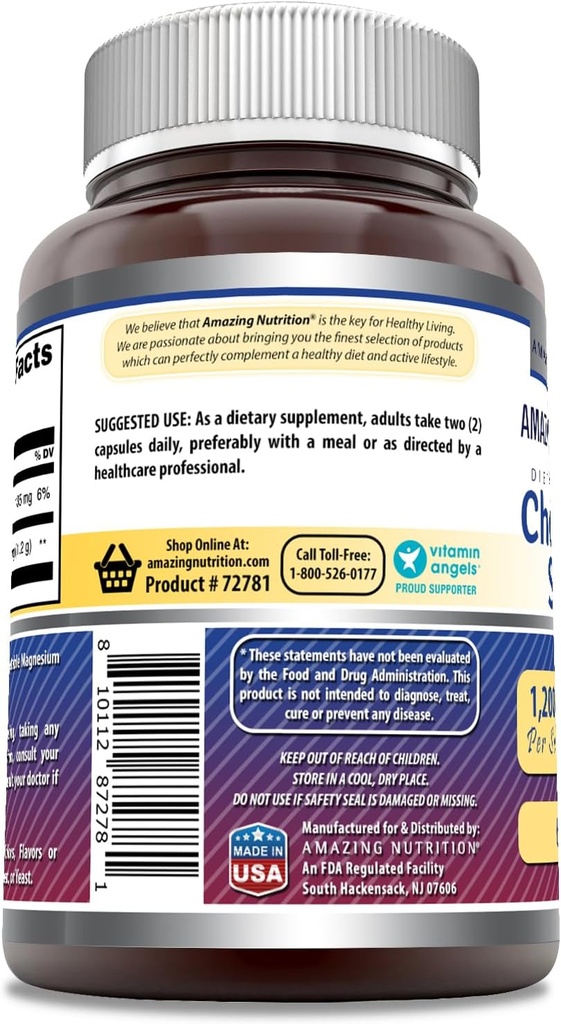 Amazing Formulas Chondroitin Sulfate 1200 mg Per Serving Supplement | Capsules | Non-GMO | Gluten Free | Made in USA (1 Pack, 60 Count) 4