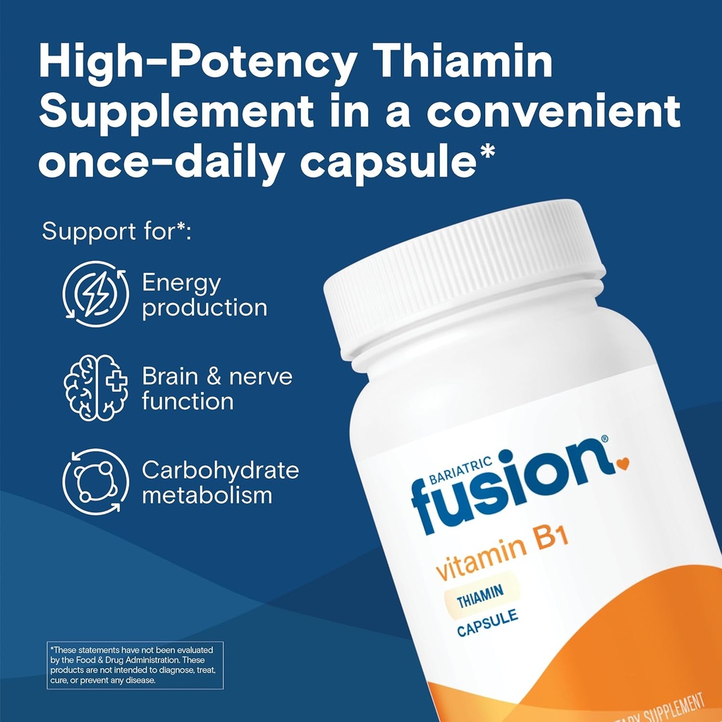 Bariatric Fusion Vitamin B1(Thiamine) for Bariatric Surgery Patients Including Gastric Bypass & Sleeve Gastrectomy, Easy to Swallow Capsule, 90 Count 3