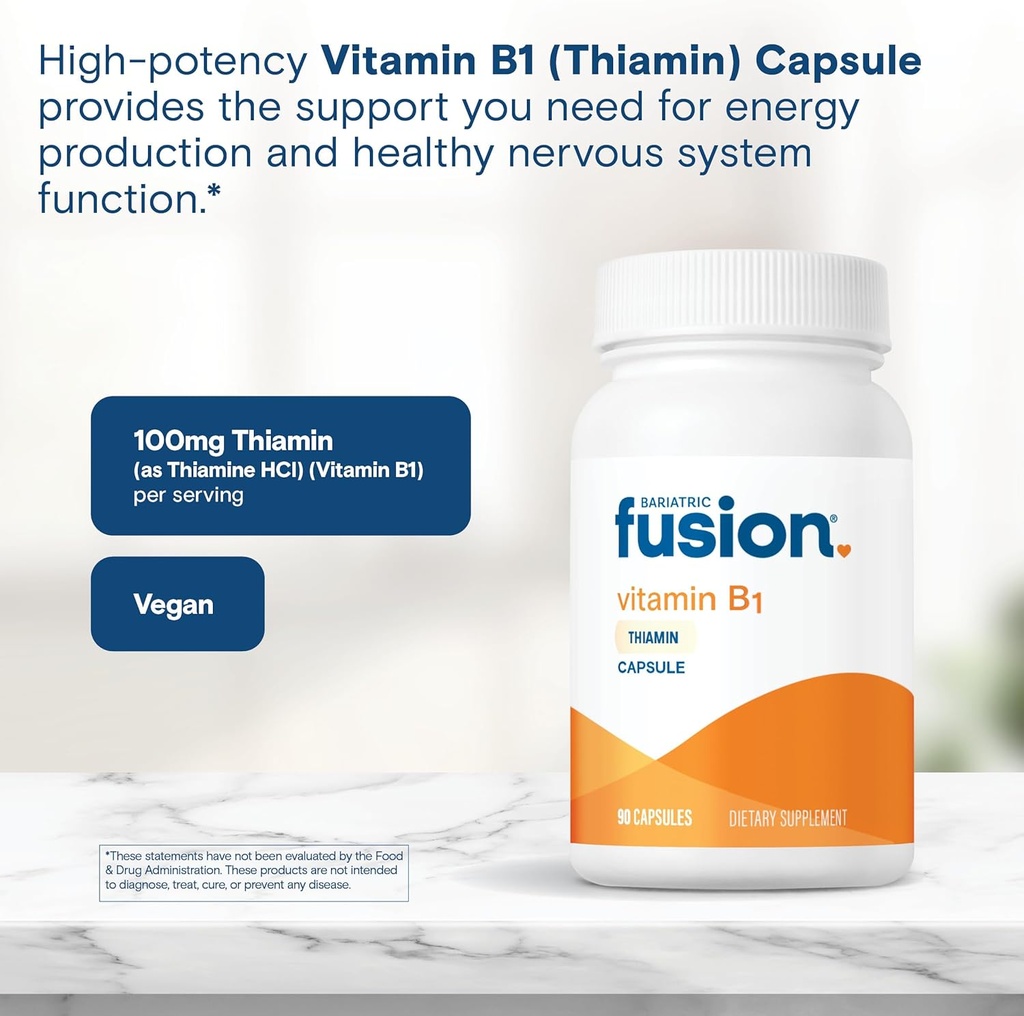 Bariatric Fusion Vitamin B1(Thiamine) for Bariatric Surgery Patients Including Gastric Bypass & Sleeve Gastrectomy, Easy to Swallow Capsule, 90 Count 6