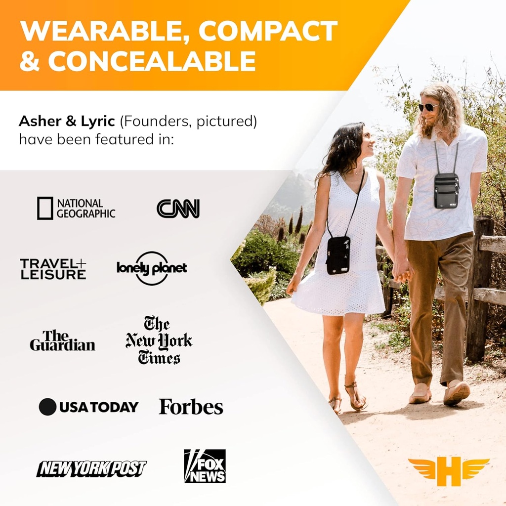 HERO Neck Wallet, RFID Blocking Passport Holder, Easy to Conceal Travel Pouch 5