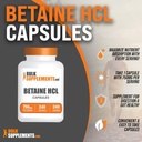 BulkSupplements.com Betaine HCl Capsules - Betaine Hydrochloride Supplement for Digestive Support, Betaine HCl 750mg - Gluten Free, 1 Capsule per Serving, 240 Capsules (Pack of 1) 4