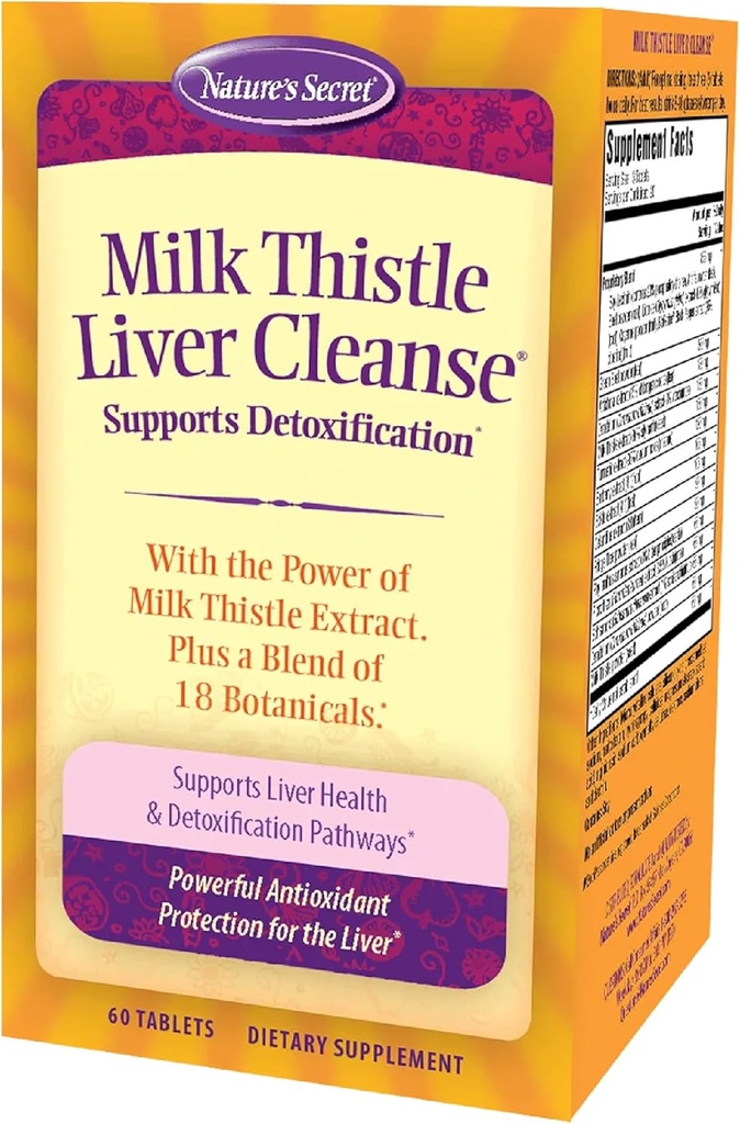Nature's Secret Milk Thistle Liver Cleanse - 60 Tablets - Supports Healthy Liver Function & Detoxification - 18 Botanical Blend Turmeric, Dandelion, Beet, & Artichoke - Natural Powerful Antioxidant 2