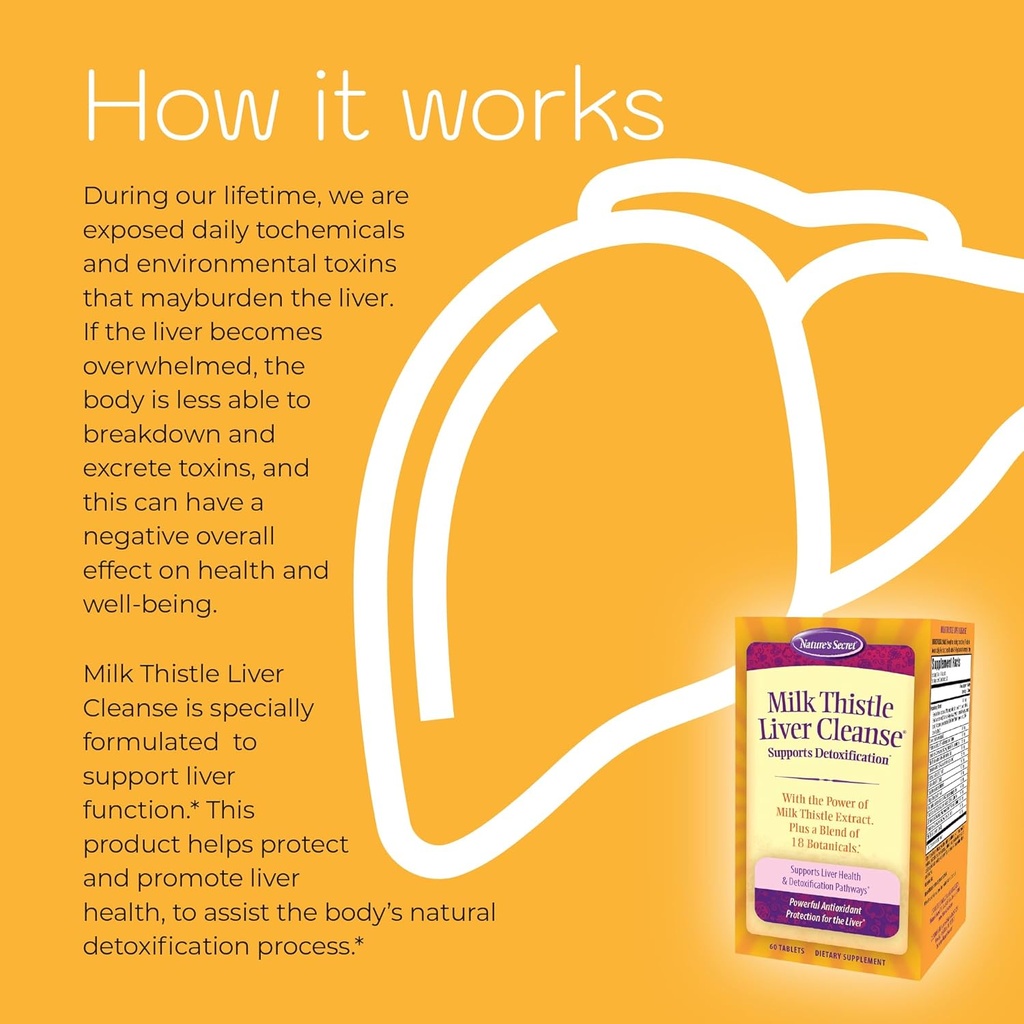 Nature's Secret Milk Thistle Liver Cleanse - 60 Tablets - Supports Healthy Liver Function & Detoxification - 18 Botanical Blend Turmeric, Dandelion, Beet, & Artichoke - Natural Powerful Antioxidant 5