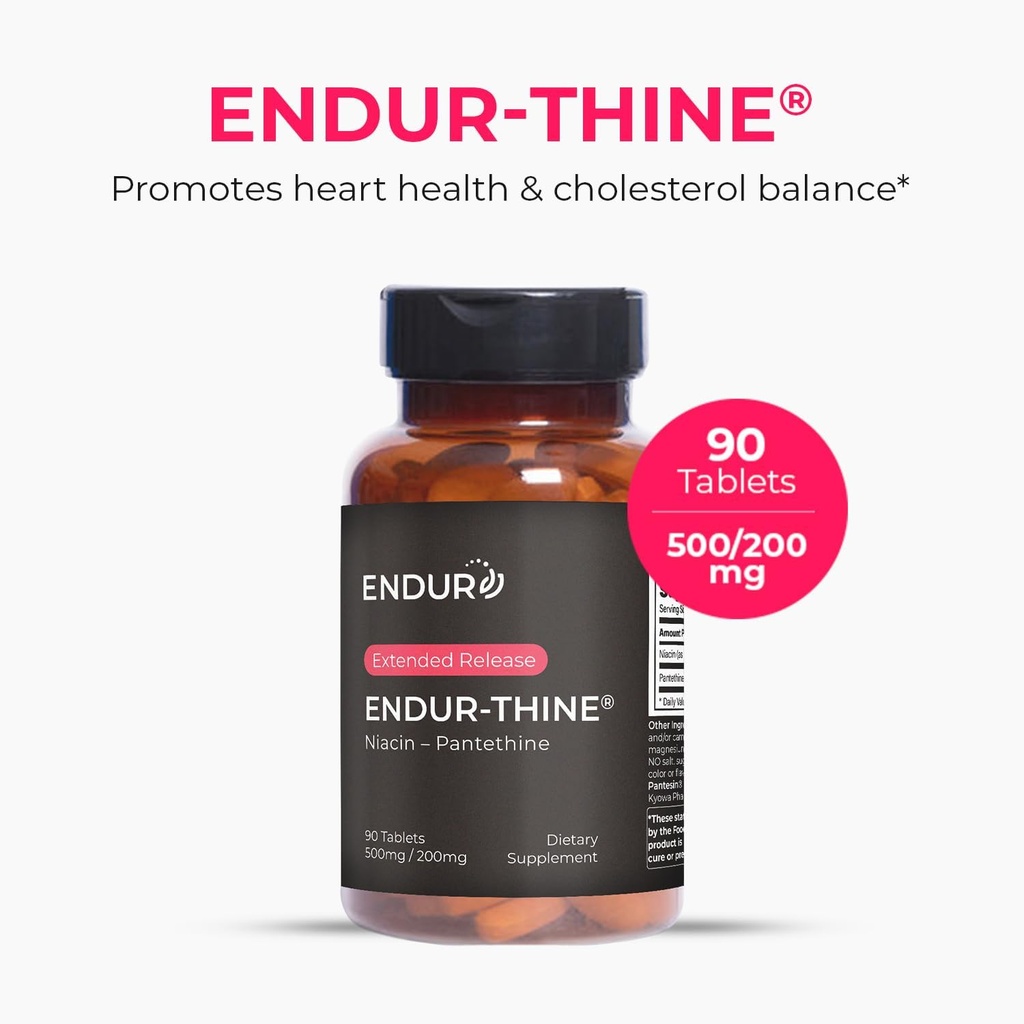 ENDUR-Thine Niacin – Pantethine, Heart & Liver Health Supplement, Efficient Formula for Optimal Absorption, Gluten Free, 500mg (90 Tablets) 3