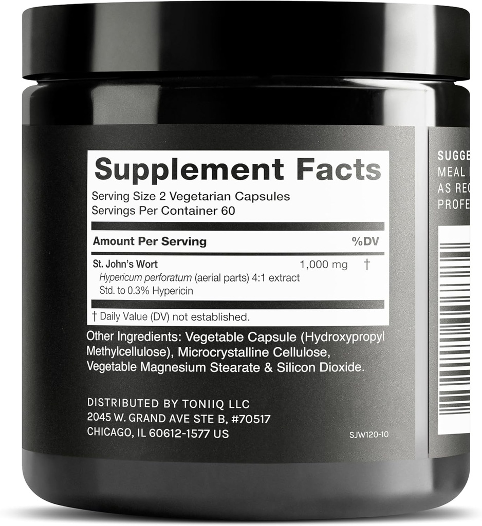 1,000mg Ultra High Strength St. John's Wort Capsules (Non-GMO) - 7X Concentrated Extract - 0.3% Hypericin - Highly Purified and Bioavailable - 120 Capsules 3