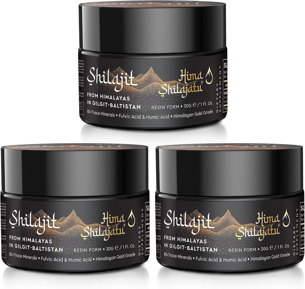 Shilajit Purest Himalayan Organic Shilajit Resin - Gold Grade 100% Purity Shilajit with Fulvic Acid & 85+ Trace Minerals Complex for Energy & Immune Support, Pack of 3 (6 Months Supply) 2