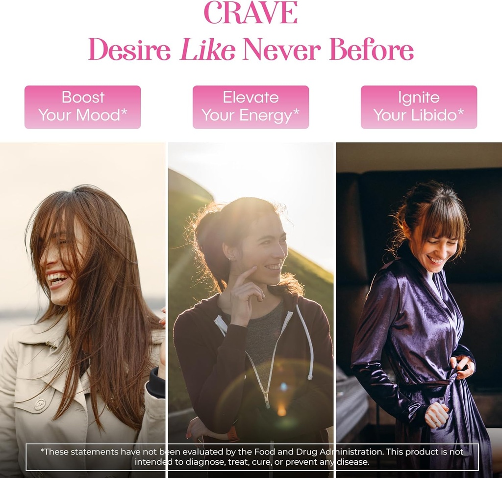 Crave – Women’s Desire Booster with Maca, Ashwagandha & L-Theanine – Natural Energy, Mood & Hormone Balance Support – 60 Vegan Capsules 4