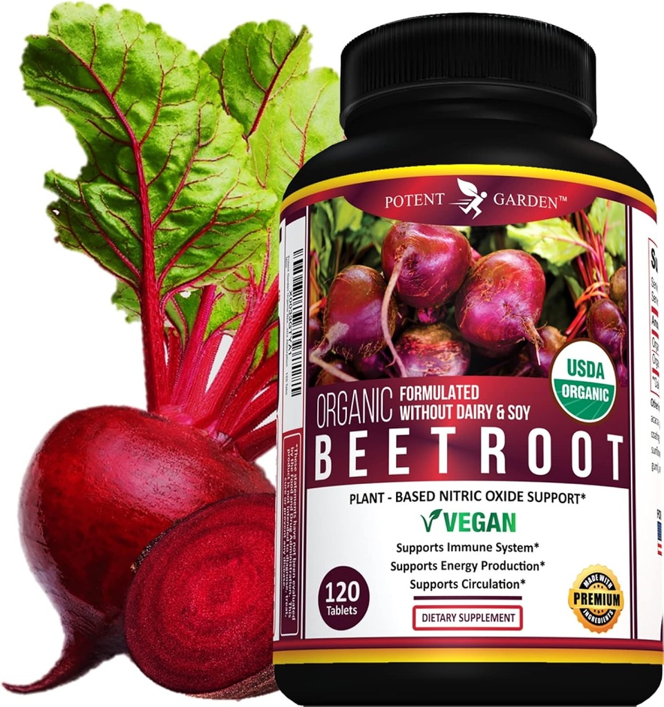Potent Garden Organic Beet Root 1350 mg with Black Pepper – 120 Vegan Tablets 2