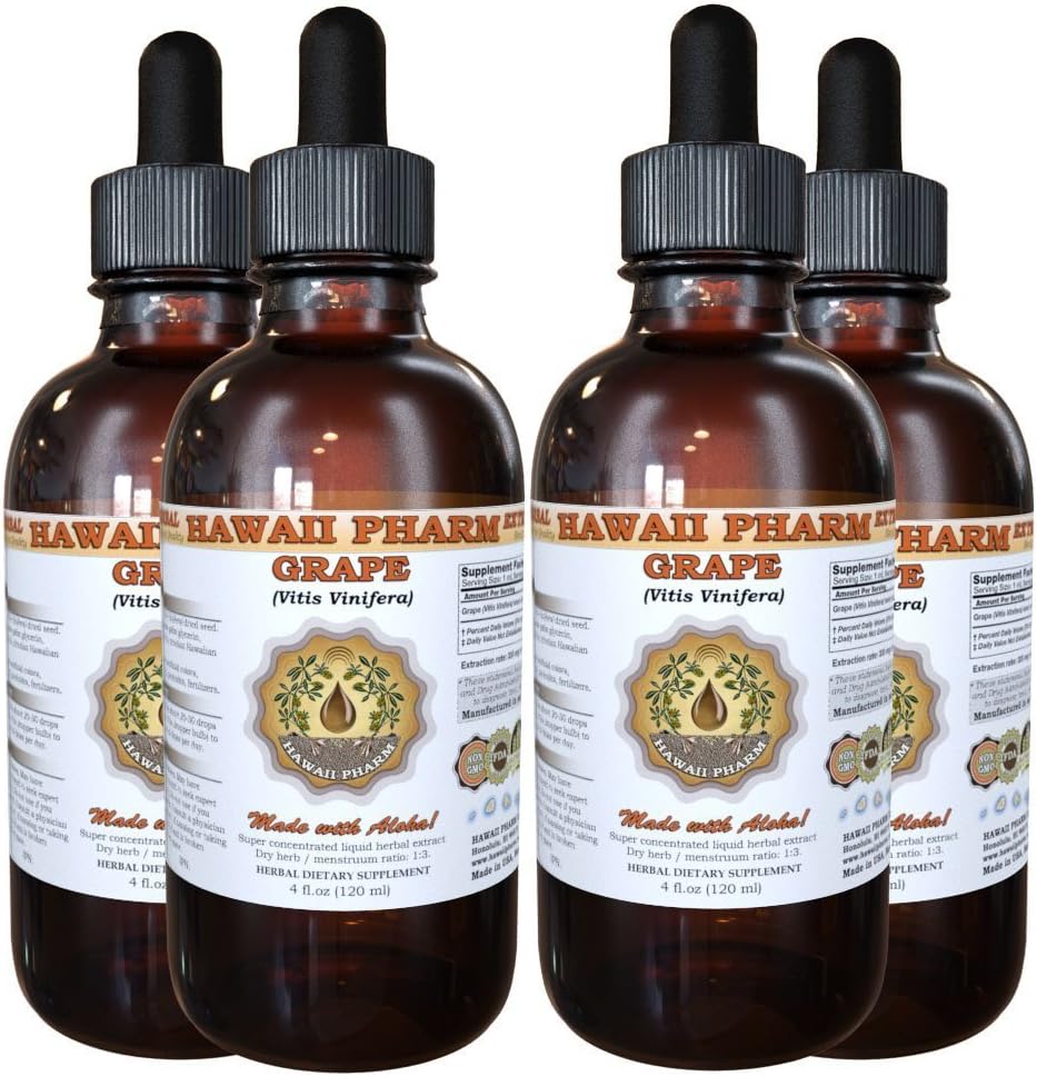 Grape Liquid Extract, Grape (Vitis Vinifera) Seed Tincture Supplement 4x4 oz 2
