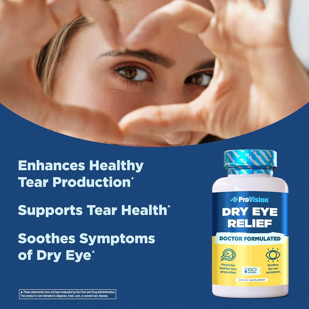 Omega 3 Dry Eye Supplements by ProVision - Eye Vitamins for dry Eyes with Omega 3 Supplement - Dry Eye vitamins Made with Omega 3 Fish Oil for Eye Support - ProVision Dry Eye Relief - 60 Softgels 5