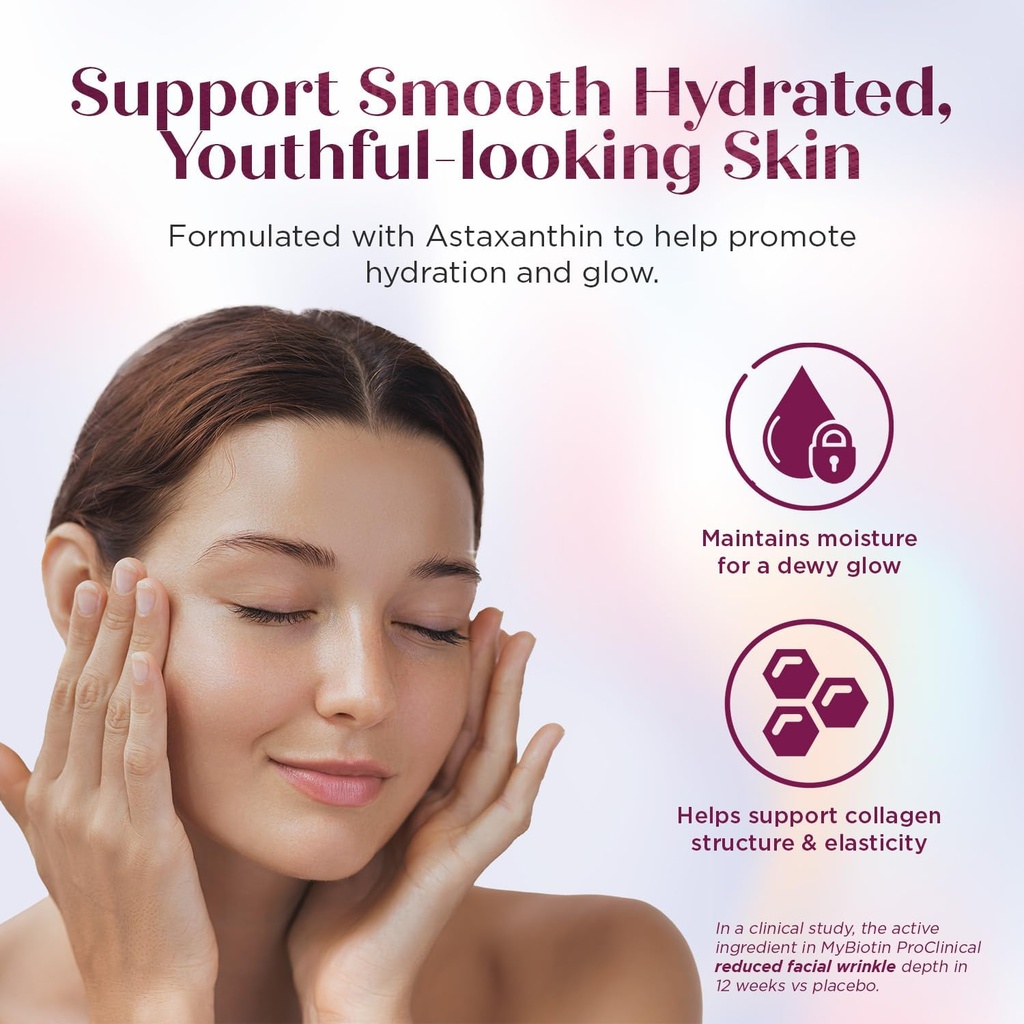 Purity Products MyBiotin ProClinical – Thicker Hair Starting in 3 Weeks & Fights Wrinkles - MB40X Patented Biotin Vitamin B7 Matrix w/Astaxanthin - 40X More Soluble vs Ordinary Biotin, 30 Veg Capsules 6