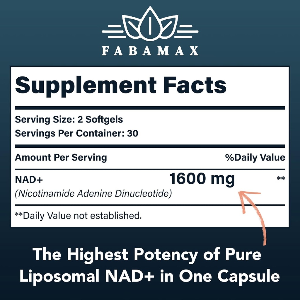 1600 mg Liposomal NAD Supplement, 98% Pure NAD+ Supplement, Superior Absorption, Alternative to Nicotinamide Riboside or NADH to Boost NAD+ for Aging Defense, Energy, Longevity, 180 Softgels 3