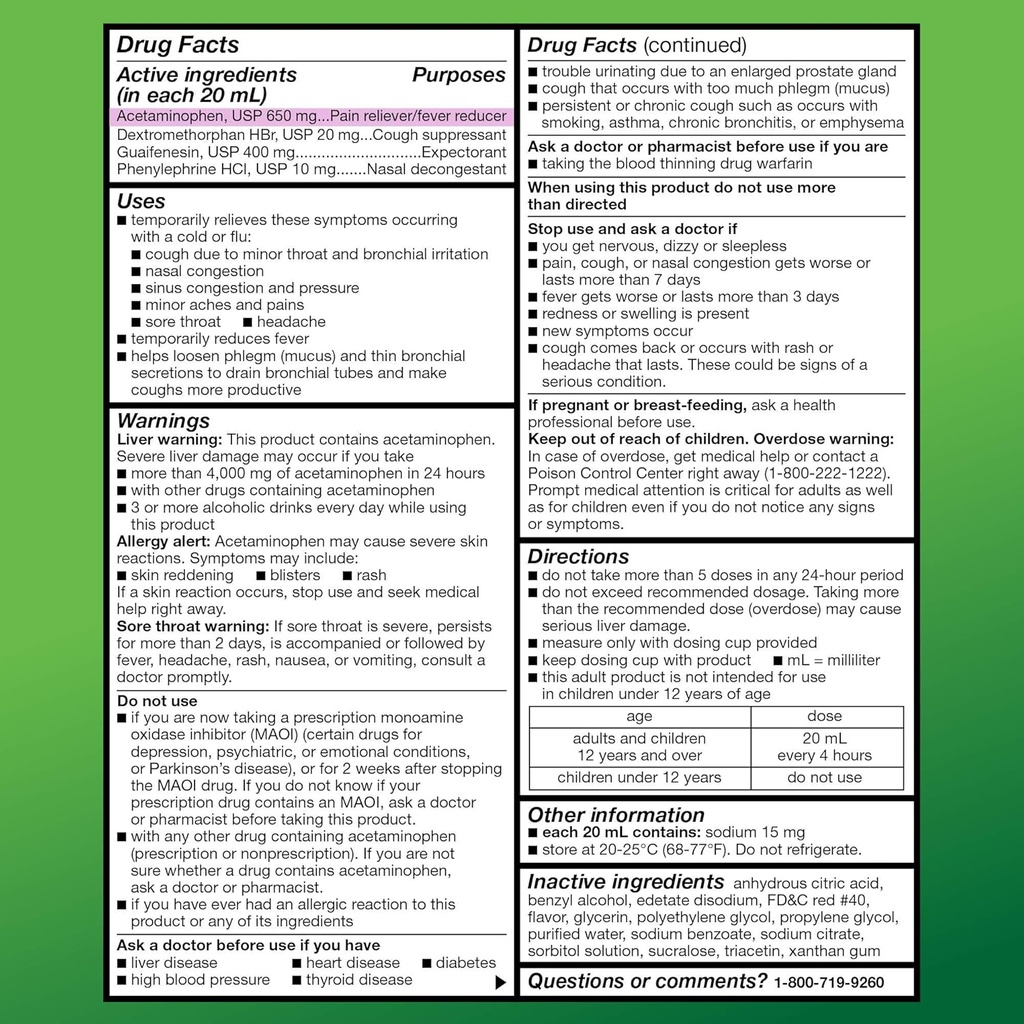 Basic Care Tussin Severe CF Max Syrup, Multi-Symptom Cough, Cold and Flu Liquid Medicine, Non-Drowsy, Relieves Cough, Sore Throat, Body Aches, Fever, Nasal and Chest Congestion, 8 fl oz 6