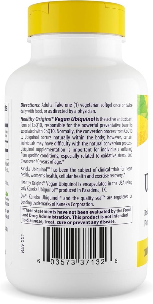 Healthy Origins Vegan Ubiquinol (Active Form of CoQ10), 100 mg - Kaneka Ubiquinol Supplements for Heart Health & Antioxidant Support - Gluten-Free & Non-GMO Supplement - 150 Veggie Gels 4