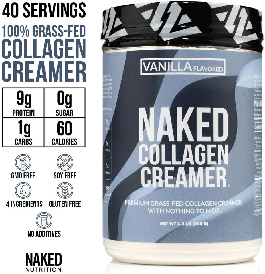 Naked Collagen Coffee Creamer - Vanilla Collagen Creamer For Coffee - Dairy-Free, Gluten-Free, GMO-Free - Support Hair, Skin, and Nails - 40 Servings 3