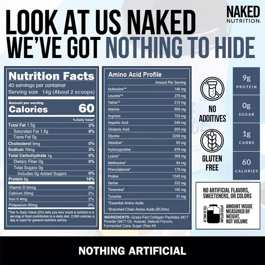 Naked Collagen Coffee Creamer - Vanilla Collagen Creamer For Coffee - Dairy-Free, Gluten-Free, GMO-Free - Support Hair, Skin, and Nails - 40 Servings 6