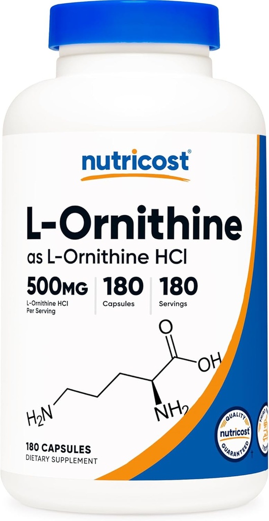 Nutricost L-Ornithine 500mg, 180 Capsules - Non-GMO and Gluten Free 2