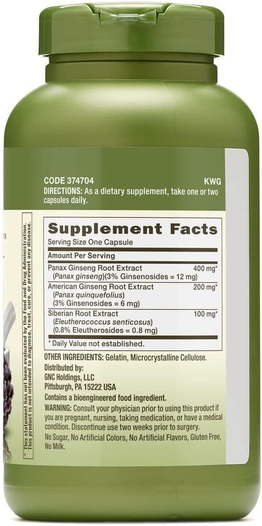 GNC Herbal Plus Triple Ginsa Supplement, Supports Vitality, 200 Servings 3