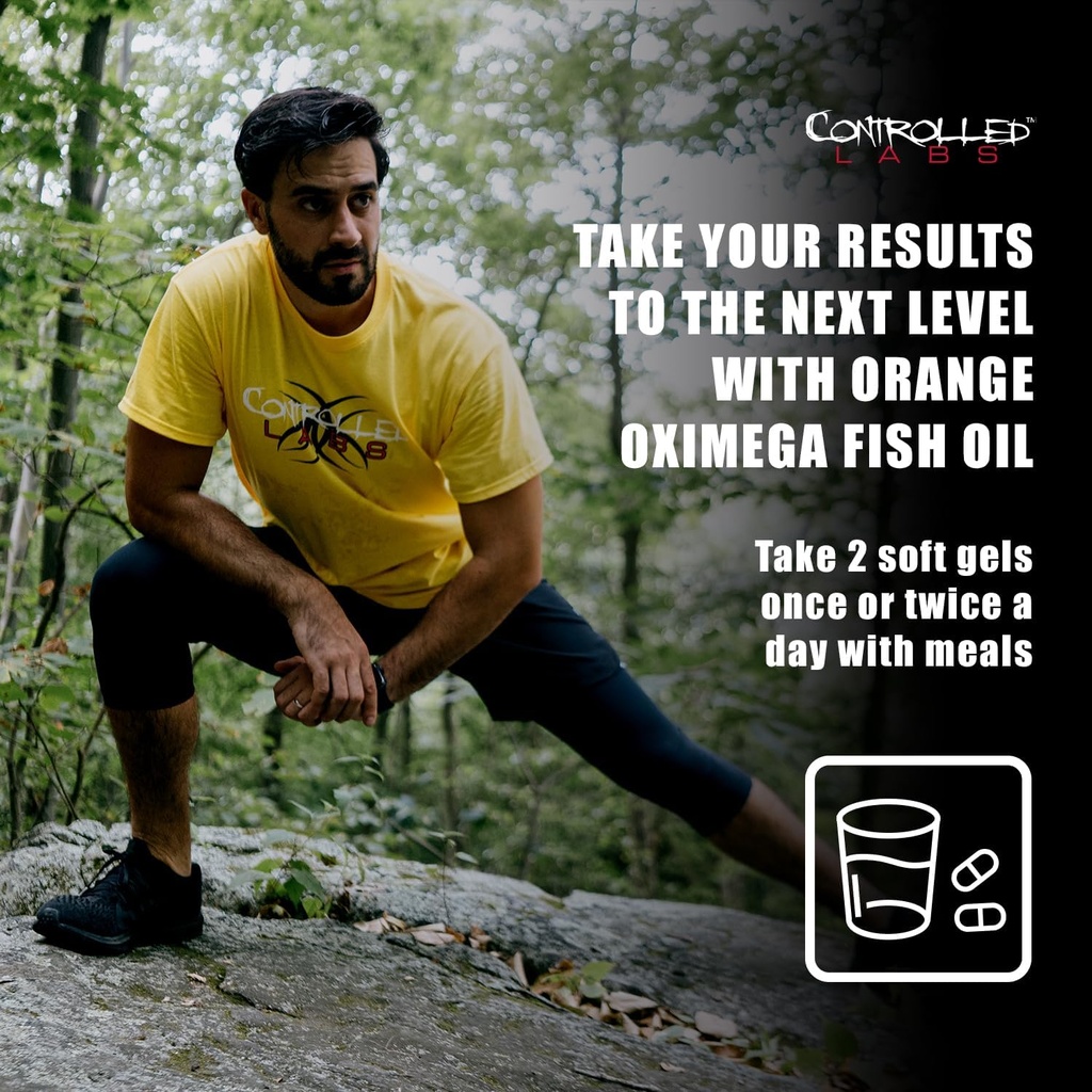 CONTROLLED LABS Orange Oximega Fish Oil Supplement 120 Softgels, EPA and DHA, 2000mg Omega- 3 Fatty Acids, Citrus-Flavor, Burpless Softgels 5