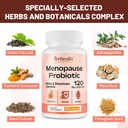 Menopause supplements for women, 120 Billion CFU Probiotic, 13-in-1 Herbs & Botanicals Complex, for Hormone Menopause, Hot Flashes, Night Sweats, Mood Swings, Sleep Disturbances, Vegan, 120 Caps 5