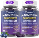 Magnesium Glycinate Gummies 500mg/250mg for Adults Kids Teens, Sugar Free Magnesium Calm Sleep Aid, Kids Sleep Gummies with L-Theanine Glycine B6 for Sleep, Calm, Muscle,Relax Brain,No Melatonin,2Pack 2
