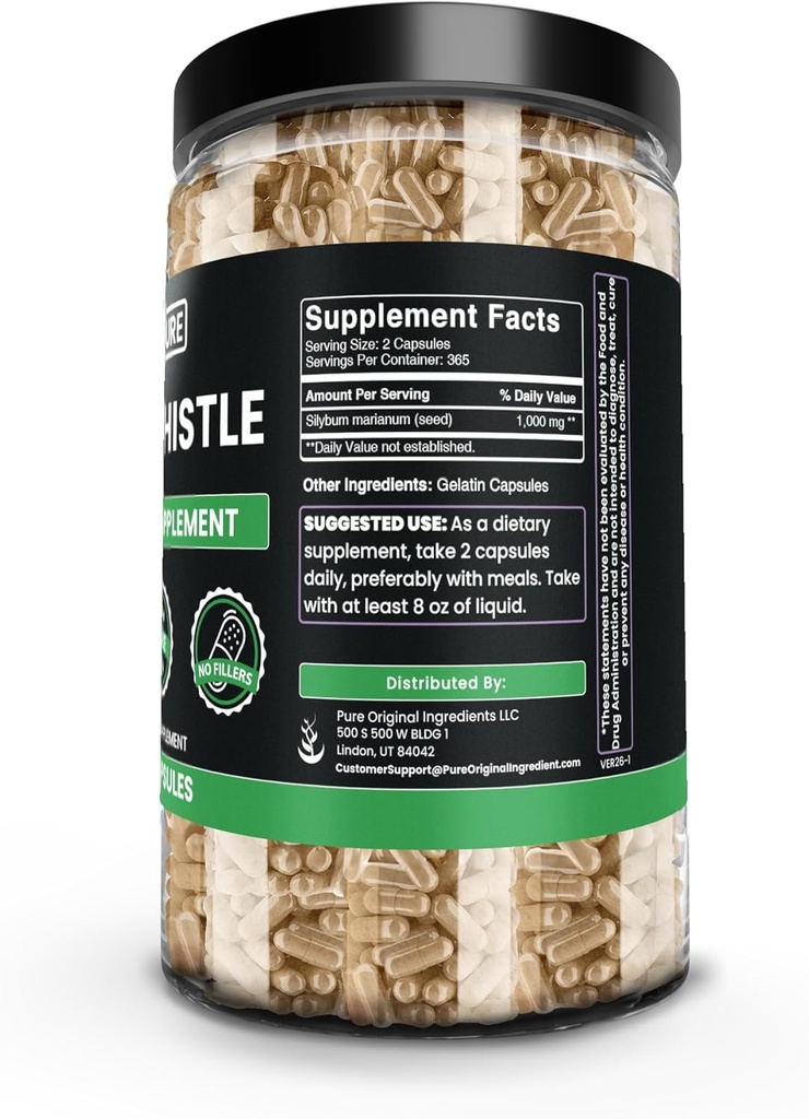 Pure Original Ingredients Milk Thistle (100 Capsules) No Magnesium Or Rice Fillers, Always Pure 3