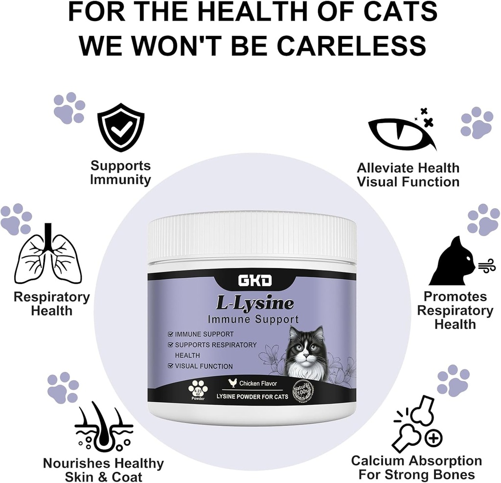 L-Lysine Powder for Cats, Immune Support for Cats, Supports Immune and Eye Health Supplement, Lysine Aid with Reduces Eye Discharge, Alleviates Sneezing and Runny Nose 4