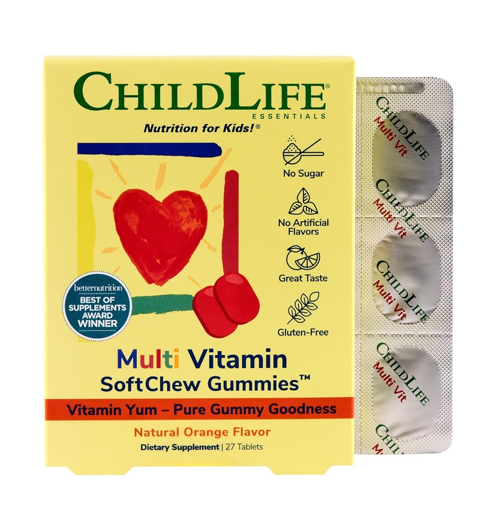 CHILDLIFE ESSENTIALS Kids Multivitamin SoftChew Gummies - Kids Vitamins, Multivitamin for Kids, Multivitamin Gummies, Toddler Vitamins, Kids Chewable Vitamin, Sugar Free - Natural Orange, 27 Tablets 2