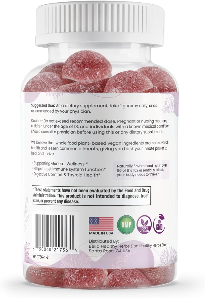 Healthy Herbs Organic Sea Moss Gummies - Concentrated 2100mg Irish Sea Moss + Elderberry Essentials Blend - Advanced Once-Daily Formulation Made with Apple-Extracted Gummy (30 Count) 3