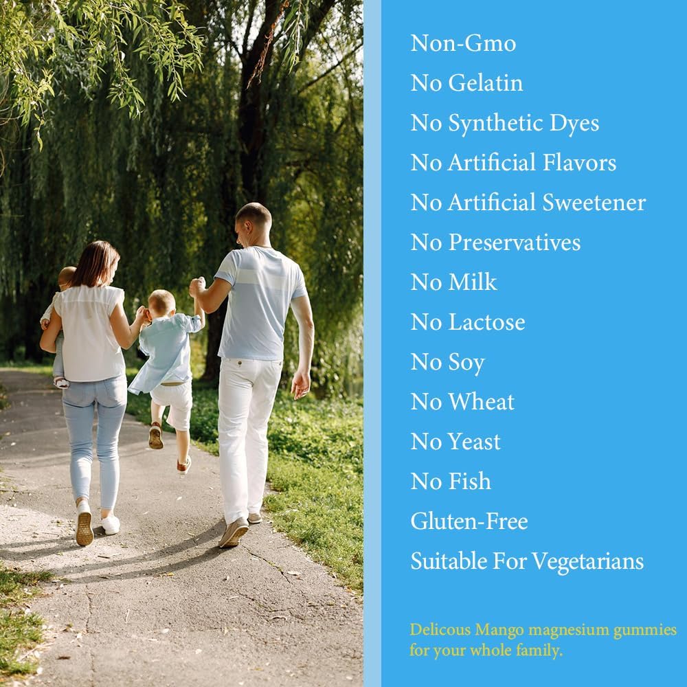 Vegan Magnesium Citrate Gummies, 150mg Magnesium Gummies for Adults & Kids, High Absorption Calm Magnesium Supplement for Sleep, Muscle Relax, Nerve and Bone Health, Gluten Free, Non-GMO, 60 Gummies 6