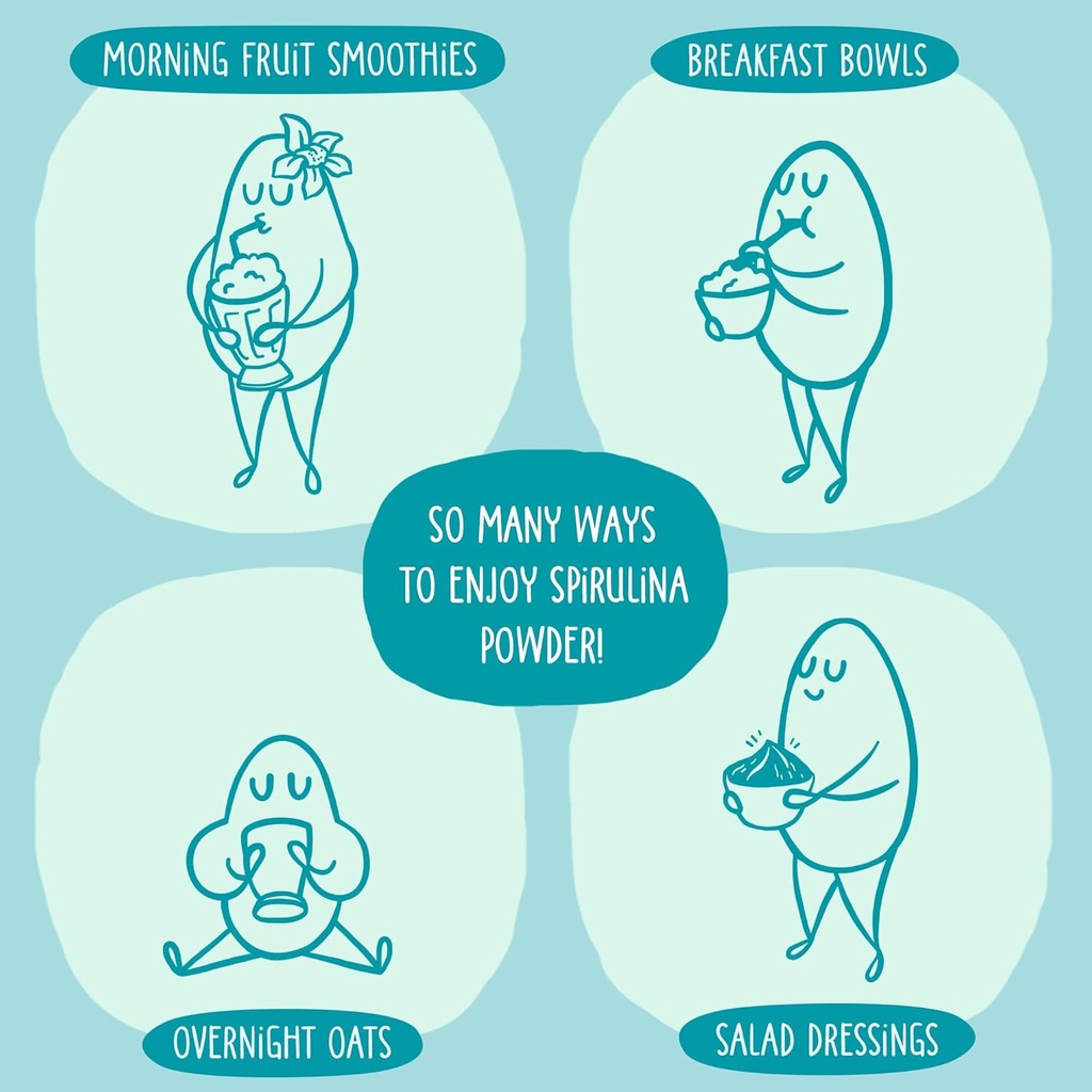 KOS USDA Organic Spirulina Powder, Natural Taste - 100% Pure, Non-Irradiated Vegan Green Blue Spirulina Superfood Powder, Plant Based - Rich in Protein, Vitamins, Antioxidants & Fiber, 60 Servings Bag 6