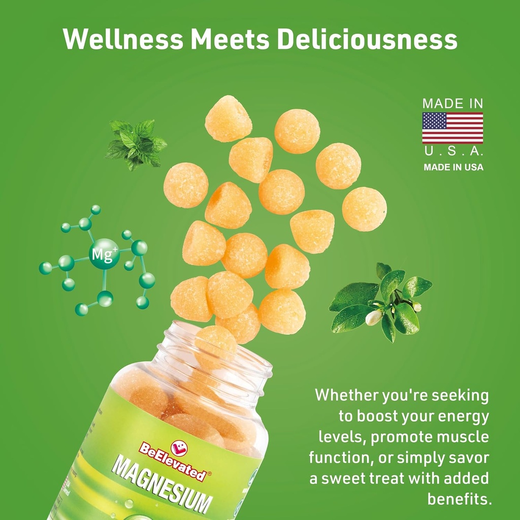 Magnesium Citrate Gummies for Adults - Supplements for Women & Kids Daily Wellness - Peanut Free Vitamin Gummy - Raspberry and Peach Flavor Chewable Supplement - 60 Count 3