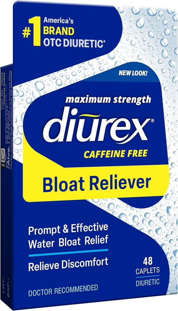 Diurex Caffeine-Free Bloat Relief, Maximum Strength, Relieve Water Bloat Discomfort, Up to 6 Hours of Relief, 48 Count 2