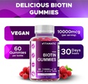Vitamatic Biotin Gummies 10,000 mcg for Stronger Hair, Skin & Nails - 60 Vegan Gummies - Also Called Vitamin B7 (3 Bottles) 5