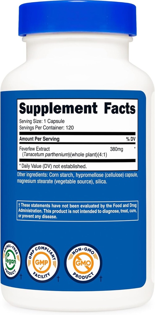 Nutricost Feverfew Capsules 380mg, 120 Capsules, Vegetarian Friendly, Non-GMO & Gluten Free 6