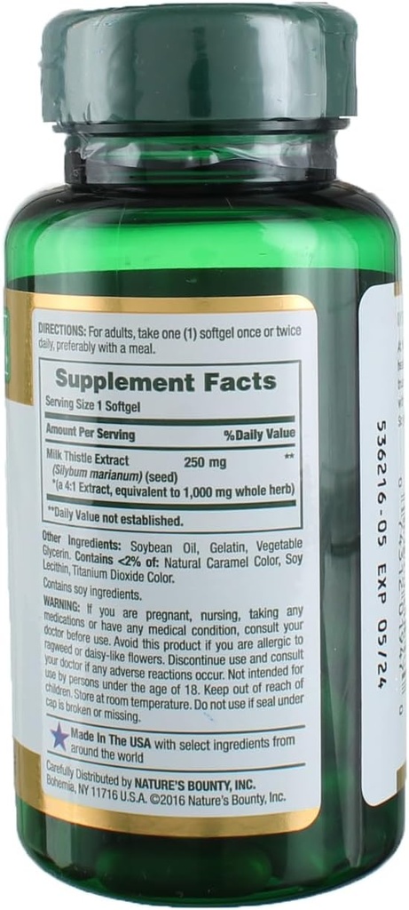 Nature's Bounty Milk Thistle 1000mg Herbal Supplement Softgels - 50 CT 3